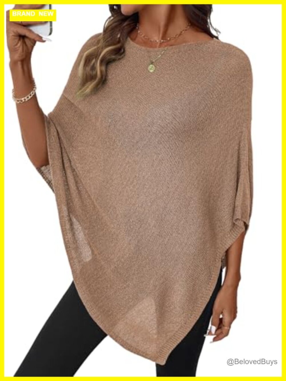 SHEWIN Women's Sheer Knit Crochet Poncho Mesh Summer Cover-Up Top